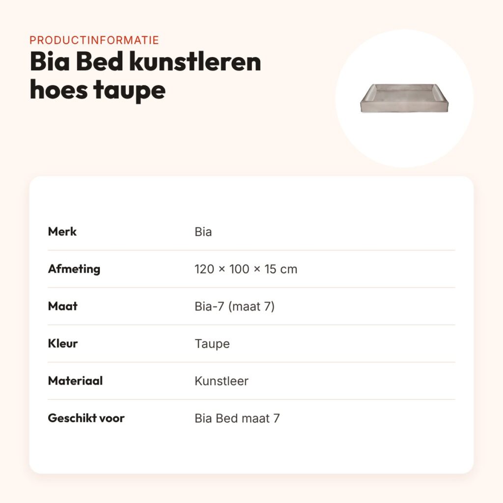 Bia Bed kunstleren hoes hondenmand taupe 120 x 100 x 15 cm – maat 7 – productinformatie