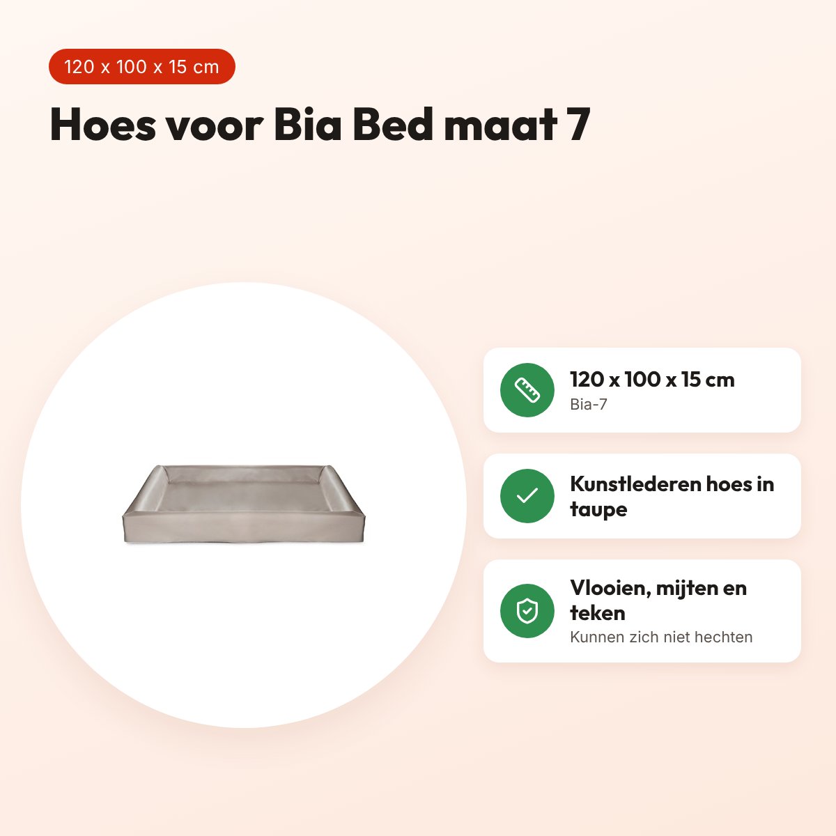 Bia Bed kunstleren hoes hondenmand taupe 120 x 100 x 15 cm – maat 7 – voordelen