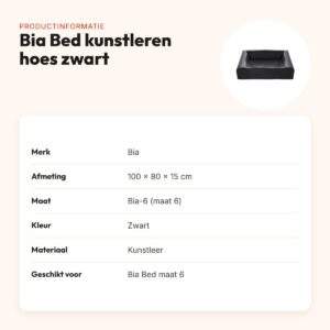 Bia Bed kunstleren hoes hondenmand zwart 100 x 80 x 15 cm – maat 6 – productinformatie