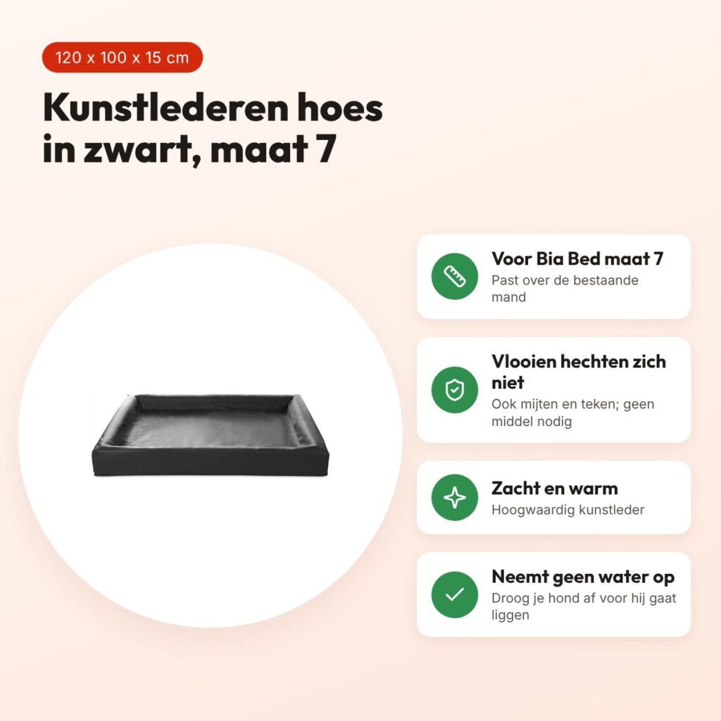 Bia Bed kunstleren hoes hondenmand zwart 120 x 100 x 15 cm – maat 7 – voordelen