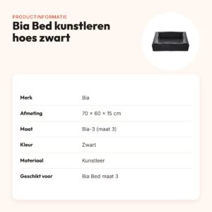 Bia Bed kunstleren hoes hondenmand zwart 70 x 60 x 15 cm – maat 3 – productinformatie