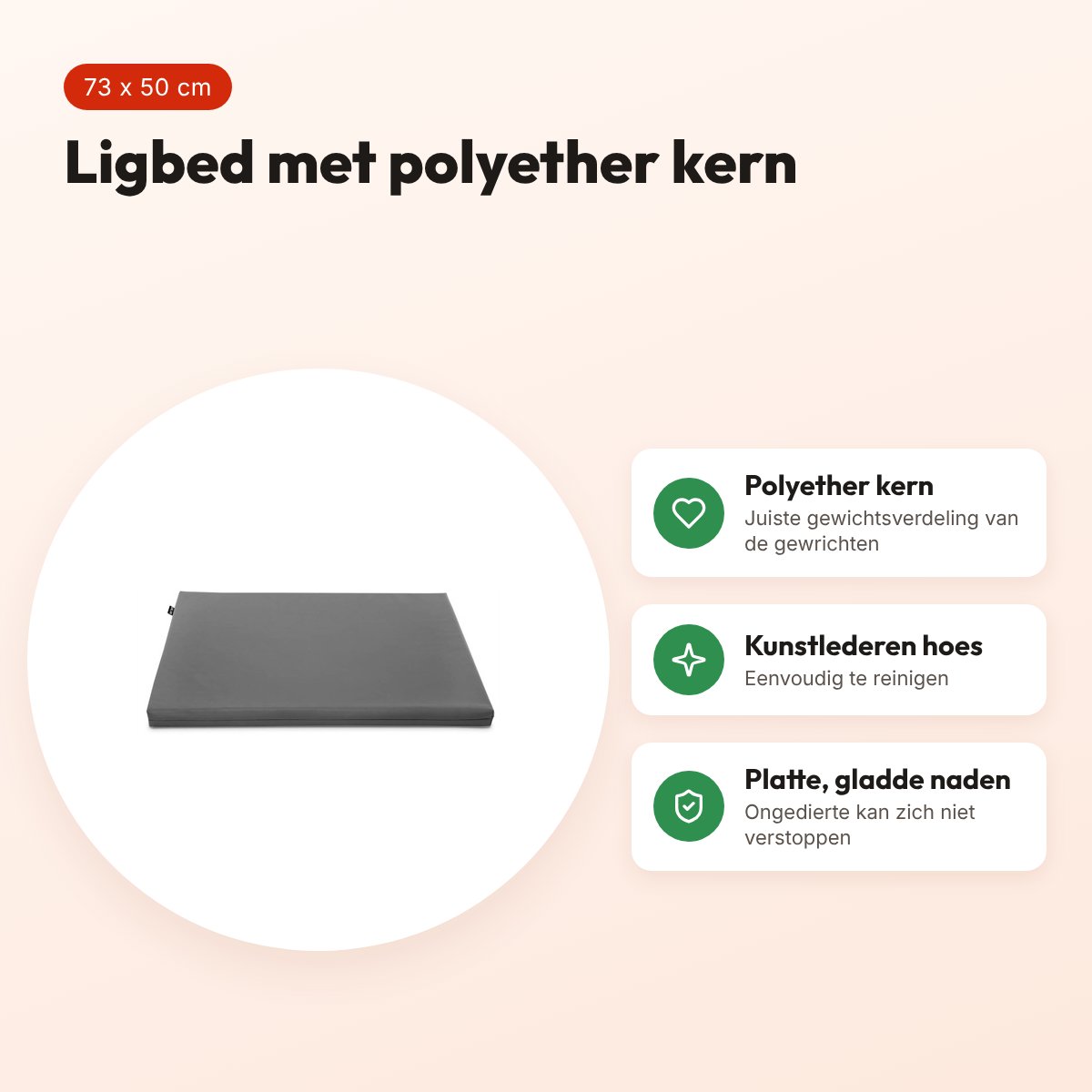 Bia Bed matras ligbed grijs 73 x 50 cm – polyether kern – voordelen