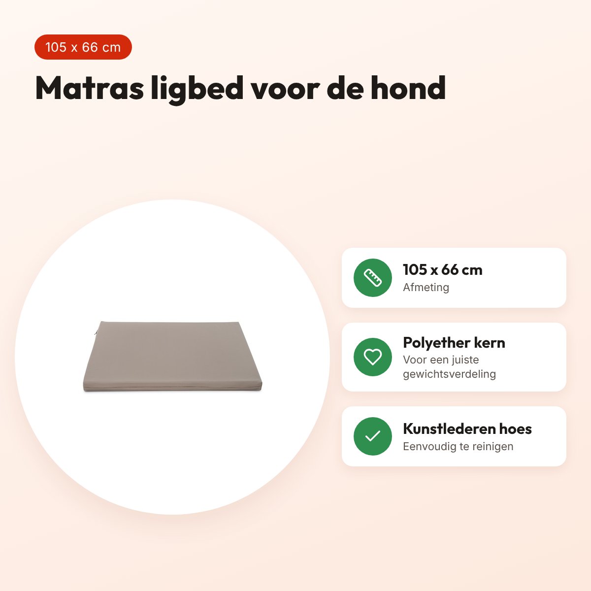 Bia Bed matras ligbed taupe 105 x 66 cm – polyether kern – voordelen