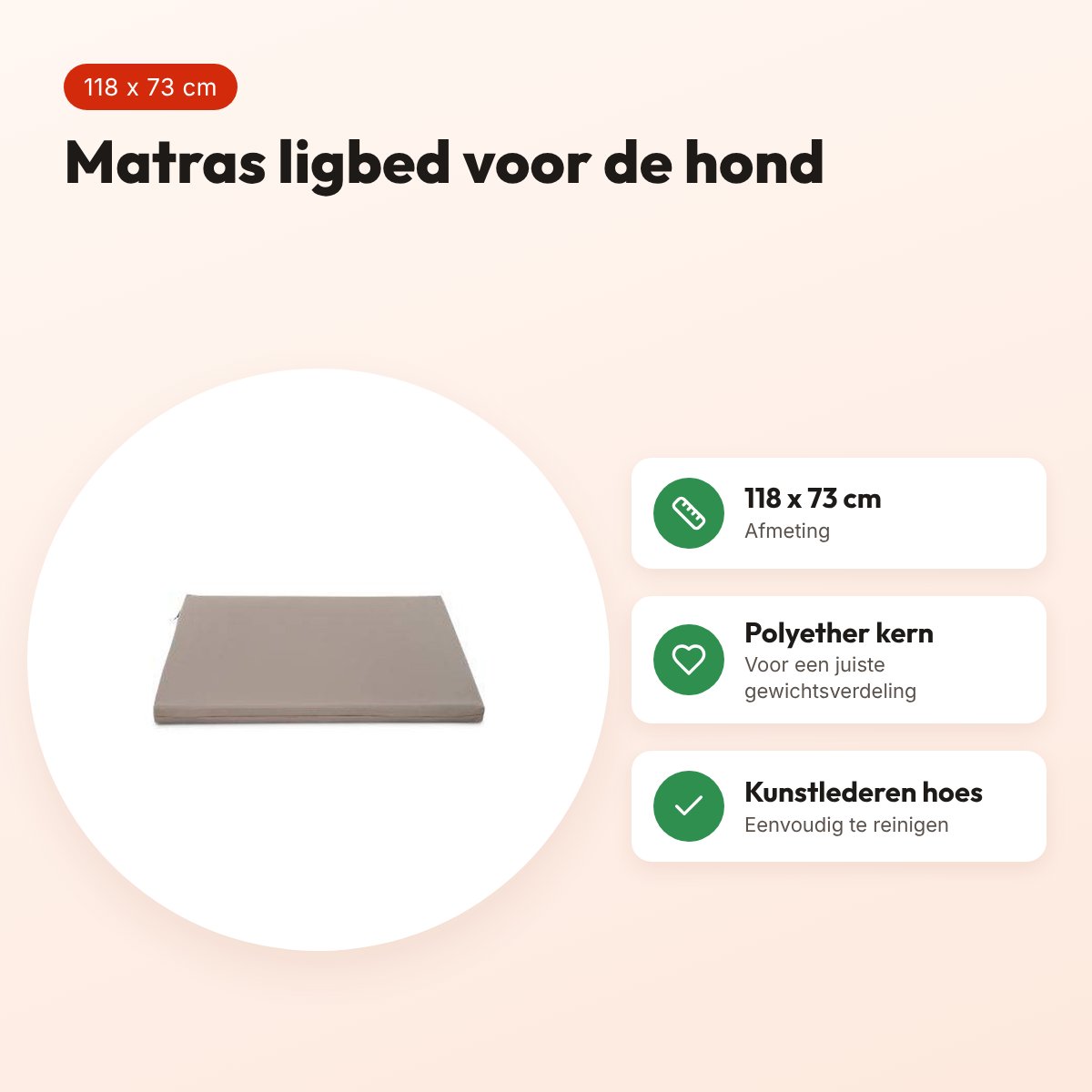 Bia Bed matras ligbed taupe 118 x 73 cm – polyether kern – voordelen
