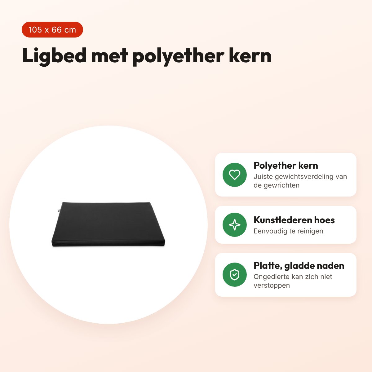 Bia Bed matras ligbed zwart 105 x 66 cm – polyether kern – voordelen