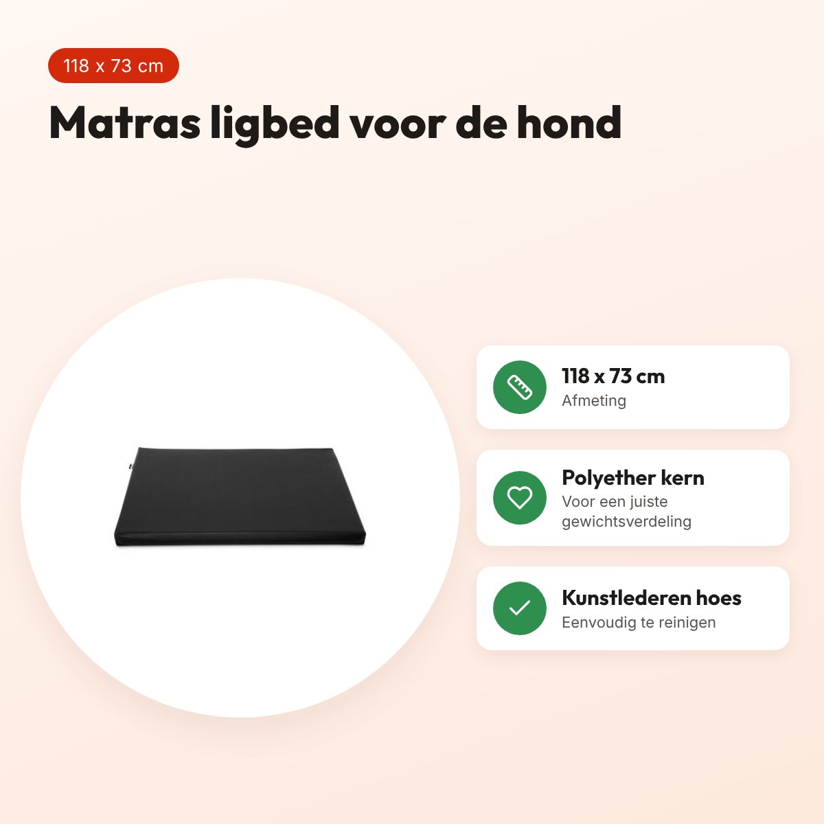 Bia Bed matras ligbed zwart 118 x 73 cm – polyether kern – voordelen