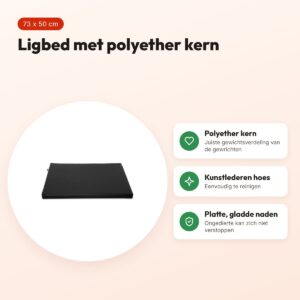 Bia Bed matras ligbed zwart 73 x 50 cm – polyether kern – voordelen