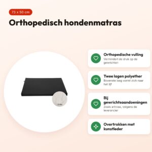 Bia Bed orthopedisch hondenmatras zwart 73 x 50 cm – drukverlagend – voordelen