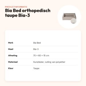 Bia Bed orthopedische hondenmand taupe Bia-3 70 x 60 x 15 cm – kunstleder – productinformatie
