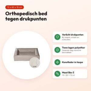 Bia Bed orthopedische hondenmand taupe Bia-3 70 x 60 x 15 cm – kunstleder – voordelen