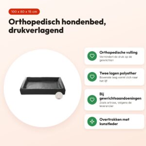 Bia Bed orthopedische hondenmand zwart 100 x 80 x 15 cm – maat 6 – voordelen
