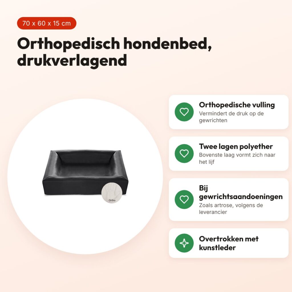 Bia Bed orthopedische hondenmand zwart 70 x 60 x 15 cm – maat 3 – voordelen