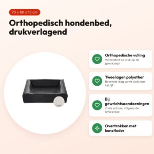 Bia Bed orthopedische hondenmand zwart 70 x 60 x 15 cm – maat 3 – voordelen