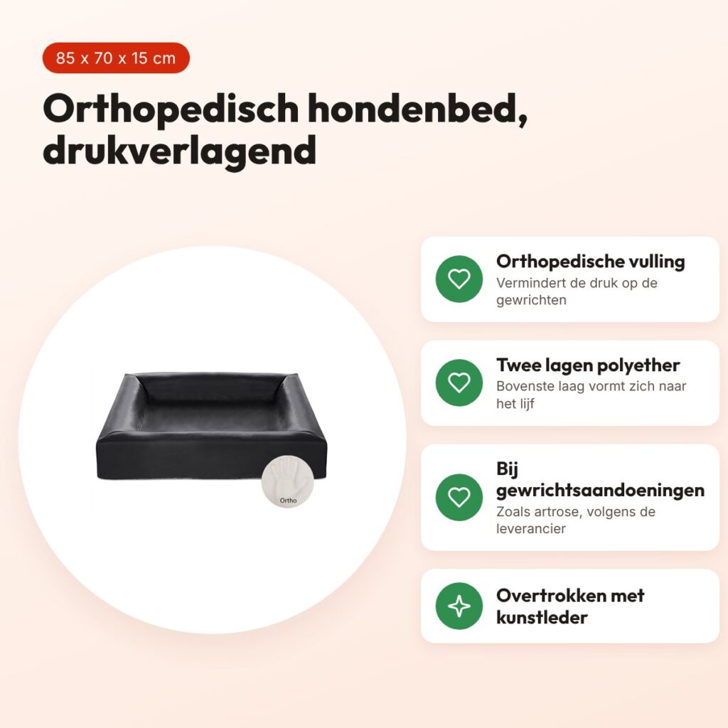 Bia Bed orthopedische hondenmand zwart 85 x 70 x 15 cm – maat 4 – voordelen