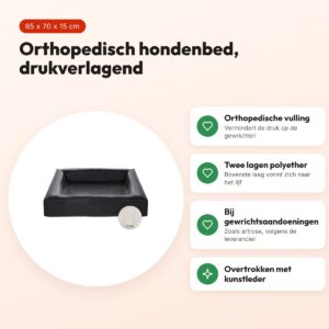 Bia Bed orthopedische hondenmand zwart 85 x 70 x 15 cm – maat 4 – voordelen