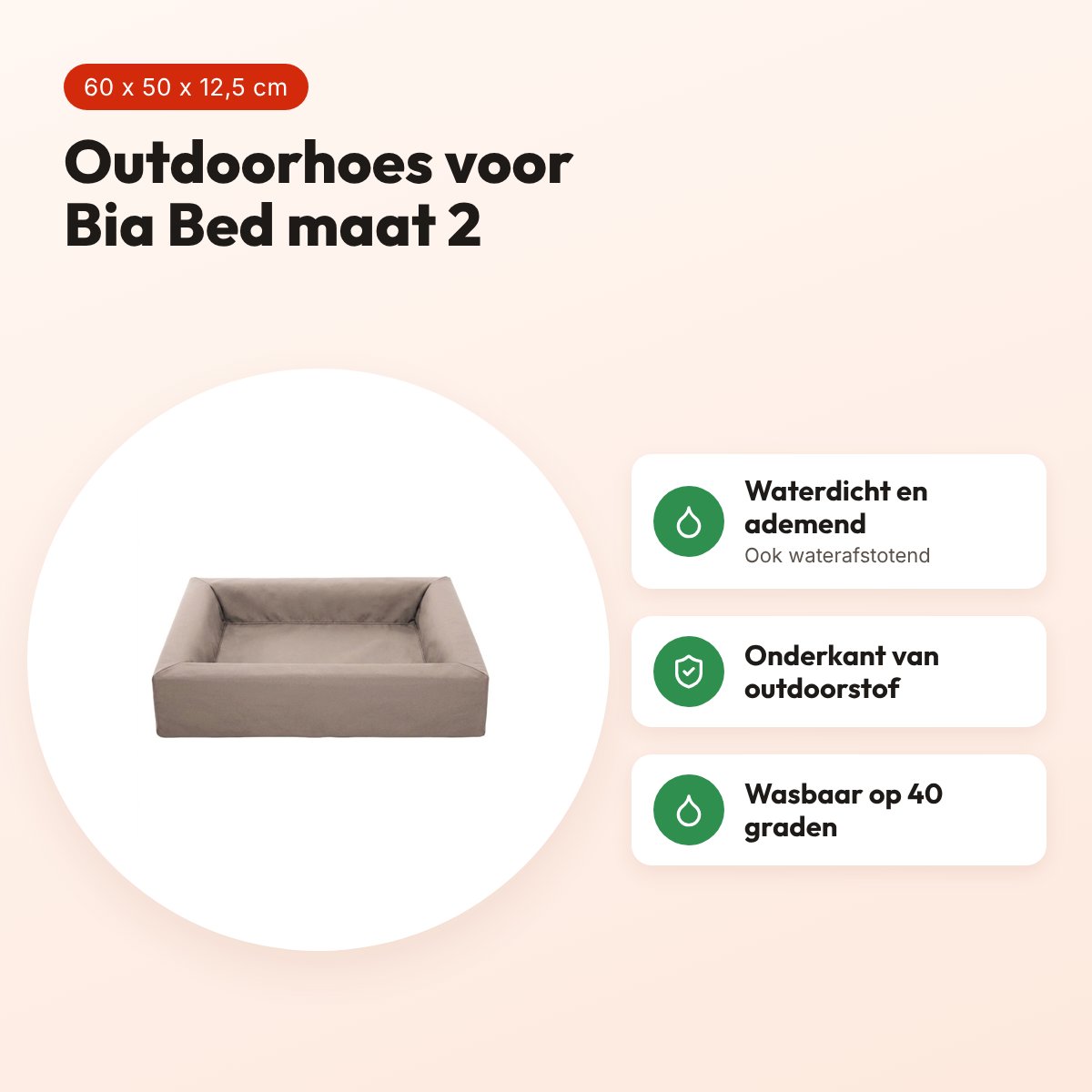 Bia Bed outdoor hoes voor hondenmand taupe Bia-2 60 x 50 x 12,5 cm – voordelen