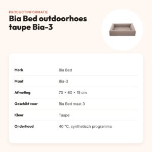 Bia Bed outdoor hoes voor hondenmand taupe Bia-3 70 x 60 x 15 cm – productinformatie