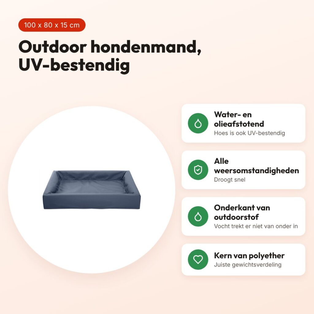 Bia Bed outdoor hondenmand blauw 100 x 80 x 15 cm – UV-bestendig, maat 6 – voordelen