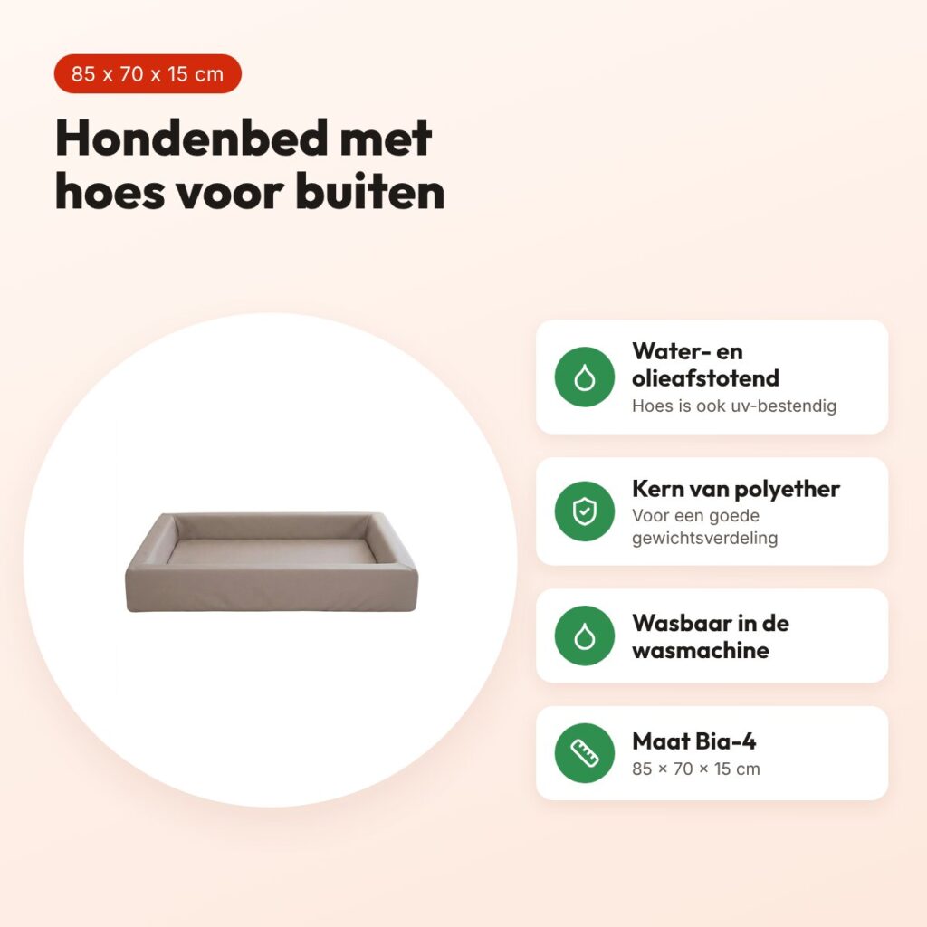 Bia Bed outdoor hondenmand taupe Bia-4 85 x 70 x 15 cm – waterafstotend – voordelen