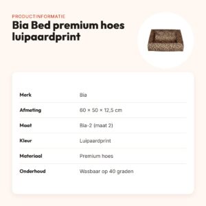 Bia Bed premium hoes luipaardprint 60 x 50 x 12,5 cm – maat 2 – productinformatie