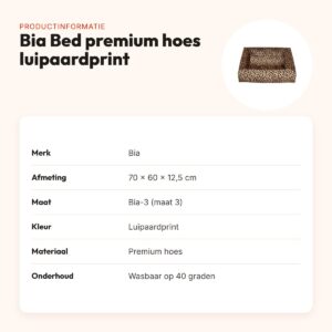 Bia Bed premium hoes luipaardprint 70 x 60 x 12,5 cm – maat 3 – productinformatie