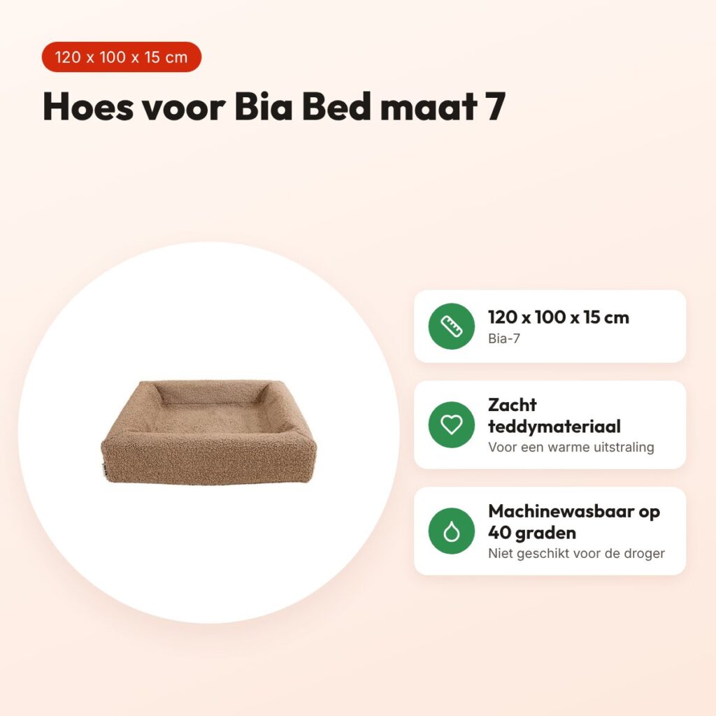 Bia Bed premium hoes teddy beige 120 x 100 x 15 cm – maat 7 – voordelen