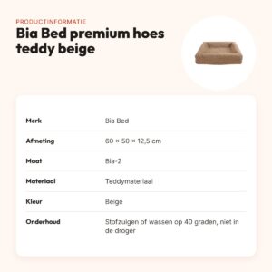 Bia Bed premium hoes teddy beige 60 x 50 x 12,5 cm – maat 2 – productinformatie