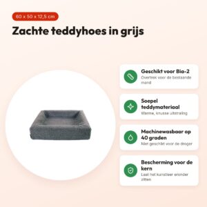 Bia Bed premium hoes teddy grijs 60 x 50 x 12,5 cm – maat 2 – voordelen