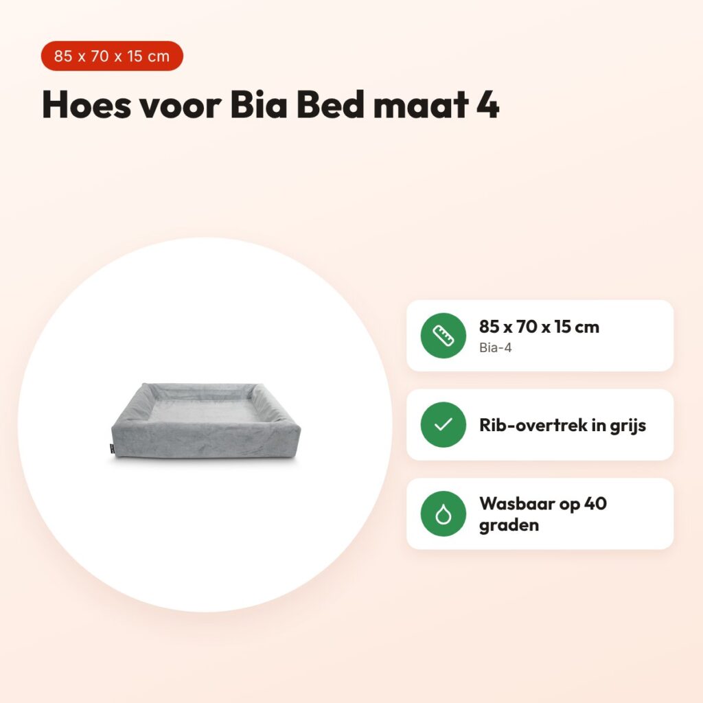 Bia Bed rib hoes hondenmand grijs 85 x 70 x 15 cm – corduroy, maat 4 – voordelen