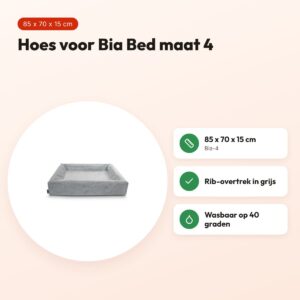 Bia Bed rib hoes hondenmand grijs 85 x 70 x 15 cm – corduroy, maat 4 – voordelen