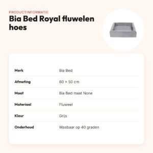 Bia Bed Royal fluwelen hoes hondenmand grijs 60 x 50 cm – productinformatie