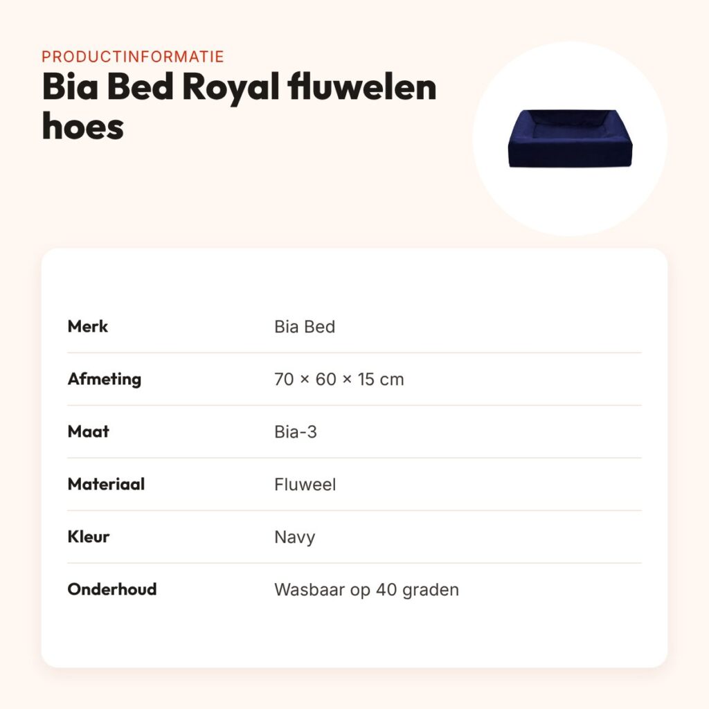Bia Bed Royal fluwelen hoes hondenmand navy 70 x 60 x 15 cm – maat 3 – productinformatie