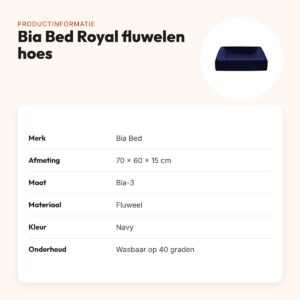 Bia Bed Royal fluwelen hoes hondenmand navy 70 x 60 x 15 cm – maat 3 – productinformatie