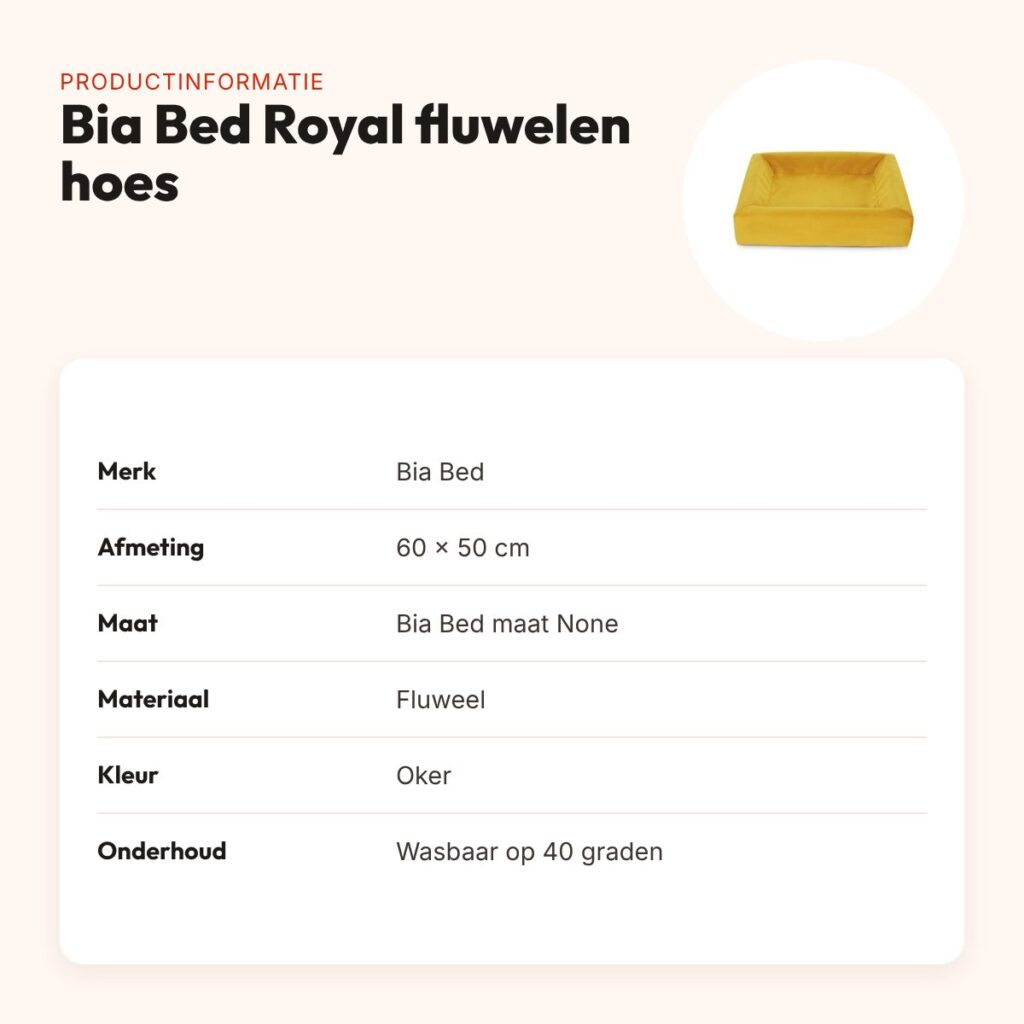 Bia Bed Royal fluwelen hoes hondenmand oker 60 x 50 cm – productinformatie