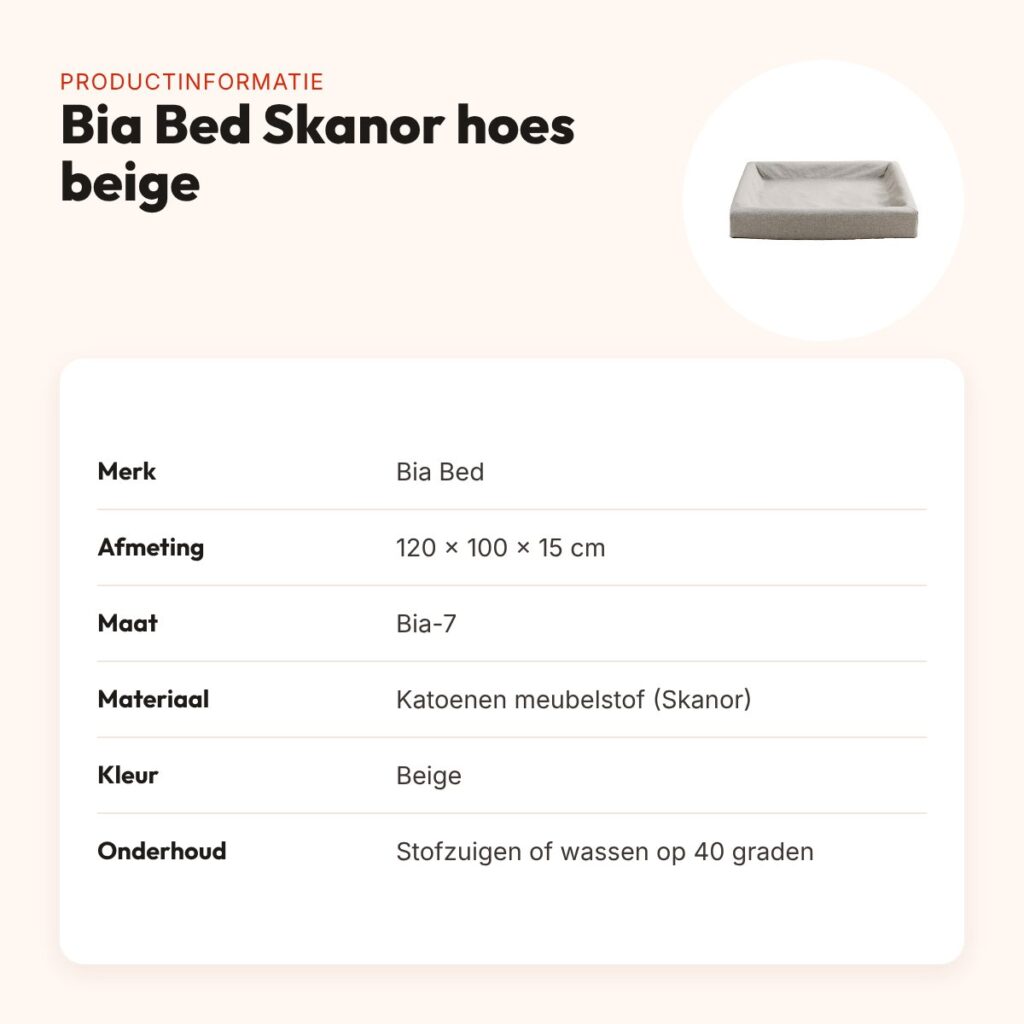 Bia Bed Skanor hoes hondenmand beige 120 x 100 x 15 cm – maat 7 – productinformatie