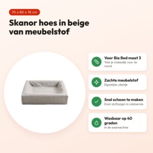 Bia Bed Skanor hoes hondenmand beige 70 x 60 x 15 cm – maat 3 – voordelen