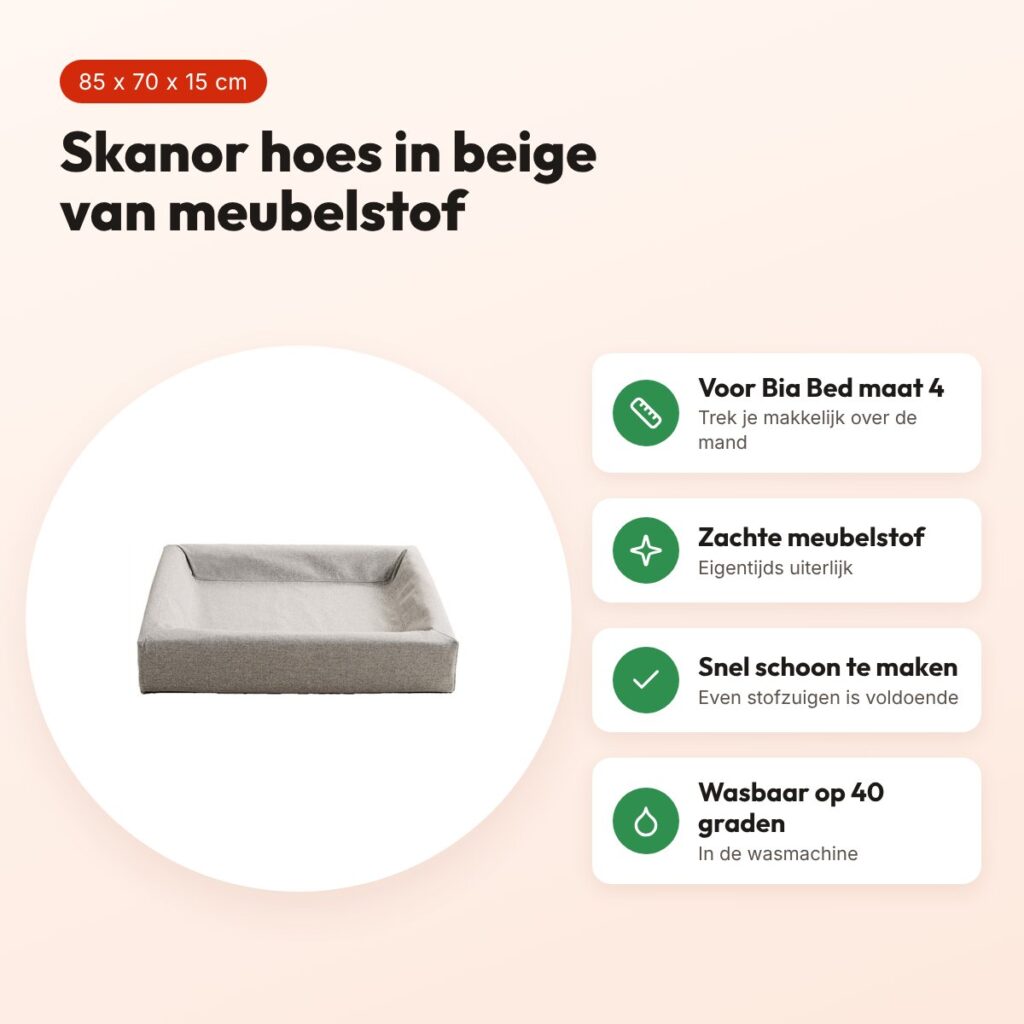 Bia Bed Skanor hoes hondenmand beige 85 x 70 x 15 cm – maat 4 – voordelen