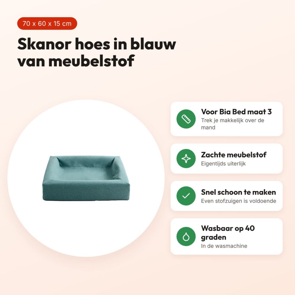 Bia Bed Skanor hoes hondenmand blauw 70 x 60 x 15 cm – maat 3 – voordelen