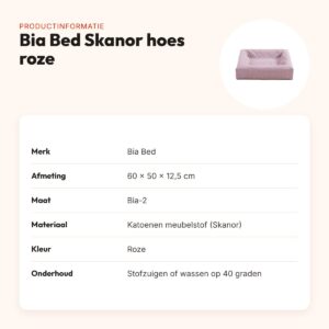 Bia Bed Skanor hoes hondenmand roze 60 x 50 x 12,5 cm – maat 2 – productinformatie
