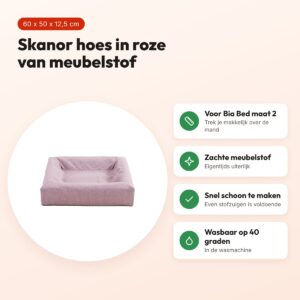 Bia Bed Skanor hoes hondenmand roze 60 x 50 x 12,5 cm – maat 2 – voordelen