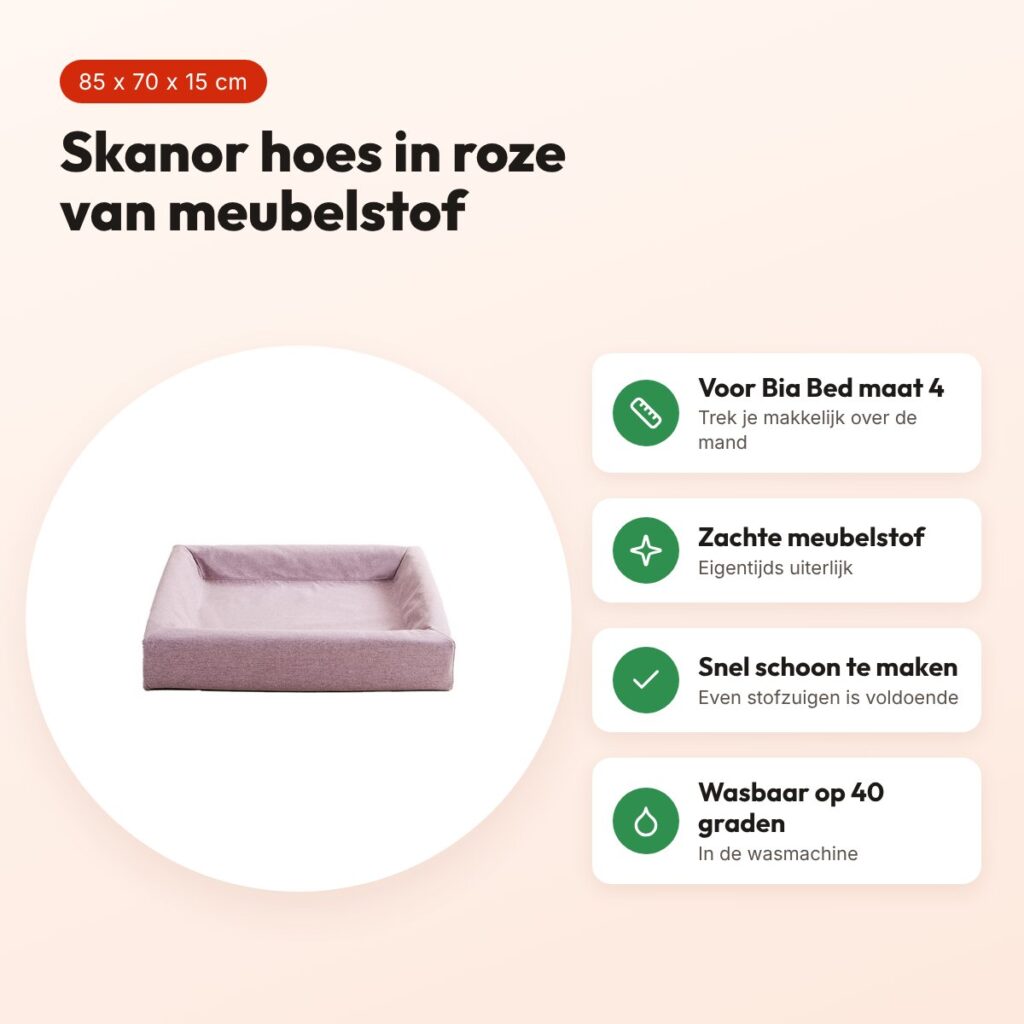 Bia Bed Skanor hoes hondenmand roze 85 x 70 x 15 cm – maat 4 – voordelen