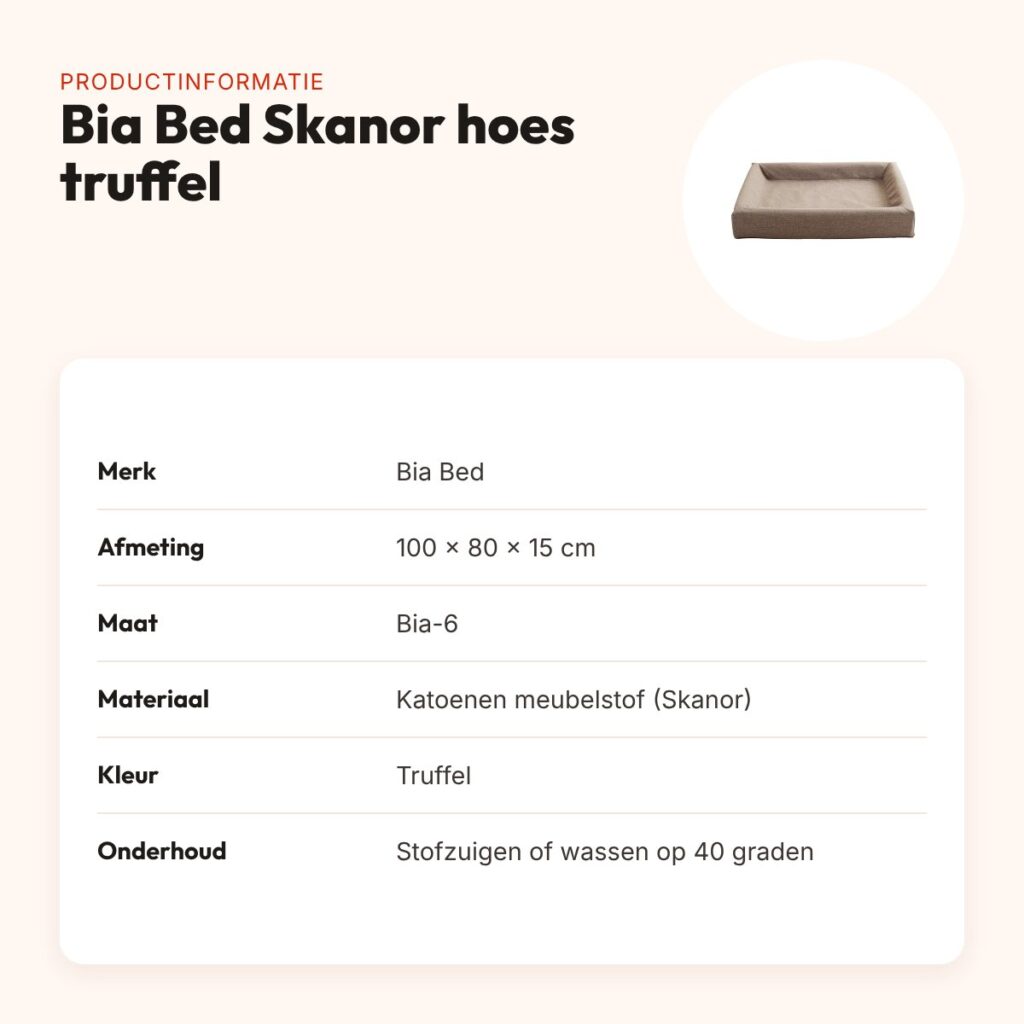 Bia Bed Skanor hoes hondenmand truffel 100 x 80 x 15 cm – maat 6 – productinformatie