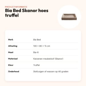 Bia Bed Skanor hoes hondenmand truffel 100 x 80 x 15 cm – maat 6 – productinformatie