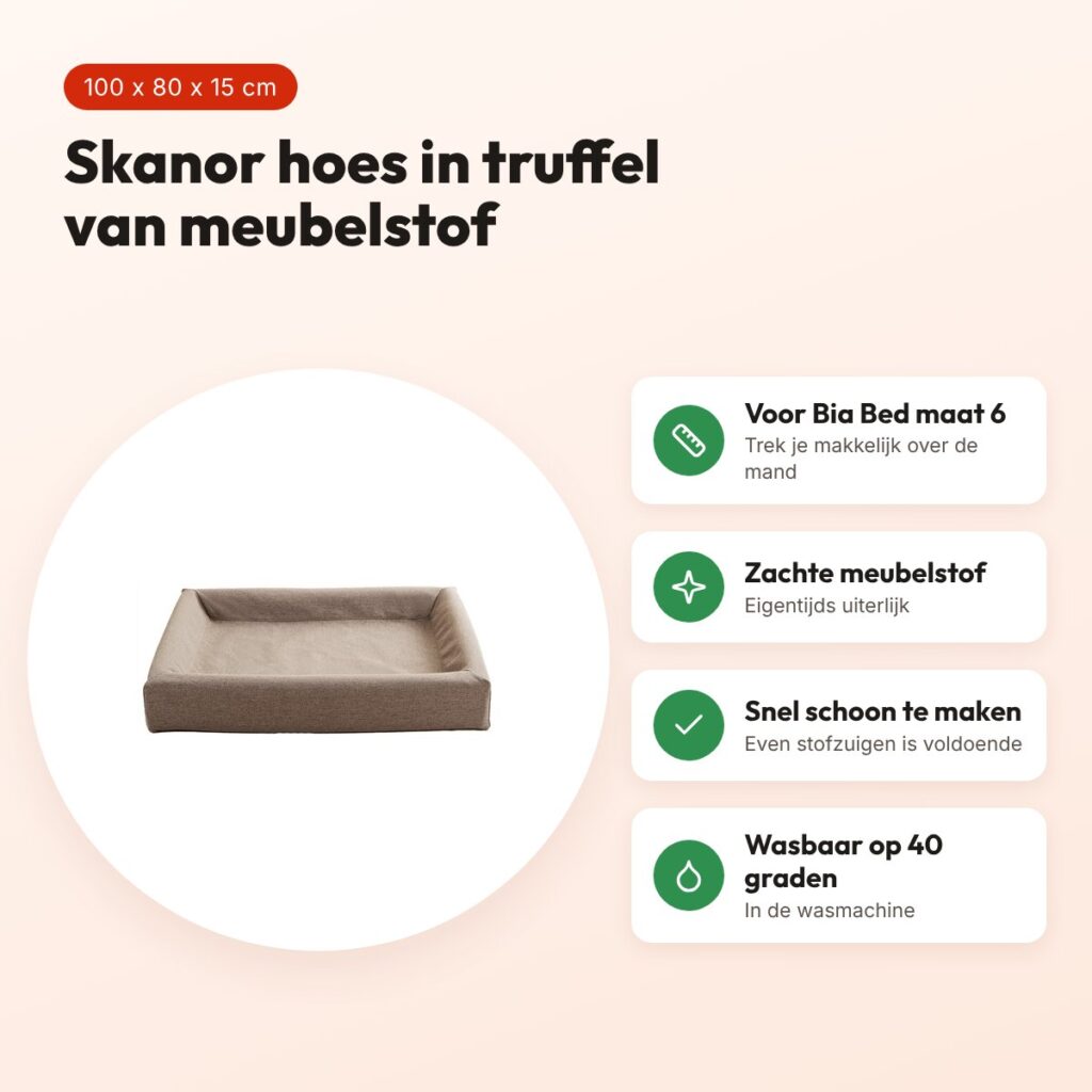 Bia Bed Skanor hoes hondenmand truffel 100 x 80 x 15 cm – maat 6 – voordelen