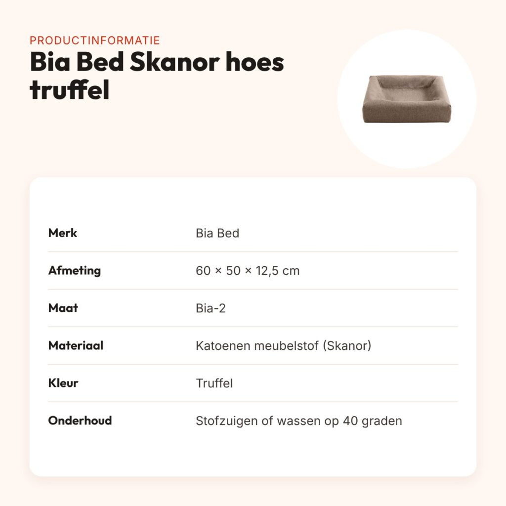 Bia Bed Skanor hoes hondenmand truffel 60 x 50 x 12,5 cm – maat 2 – productinformatie
