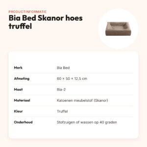 Bia Bed Skanor hoes hondenmand truffel 60 x 50 x 12,5 cm – maat 2 – productinformatie