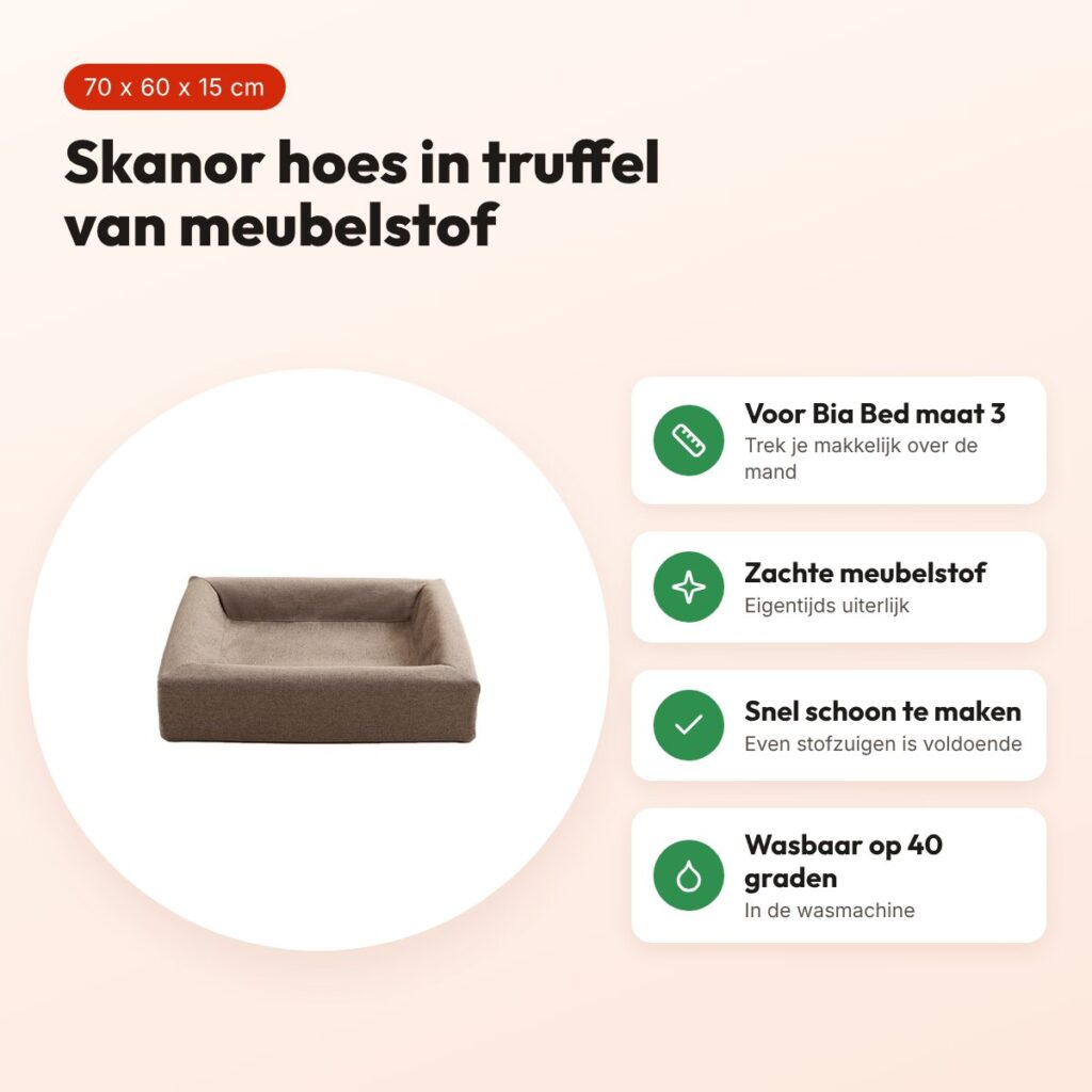 Bia Bed Skanor hoes hondenmand truffel 70 x 60 x 15 cm – maat 3 – voordelen