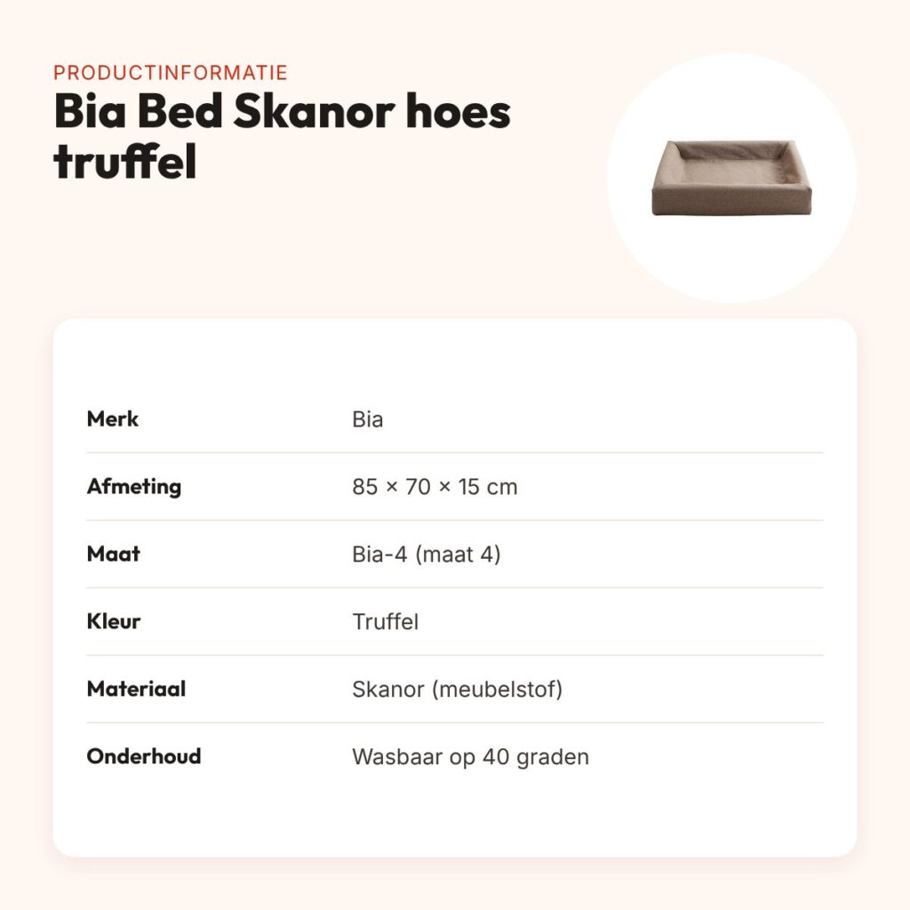 Bia Bed Skanor hoes hondenmand truffel 85 x 70 x 15 cm – maat 4 – productinformatie