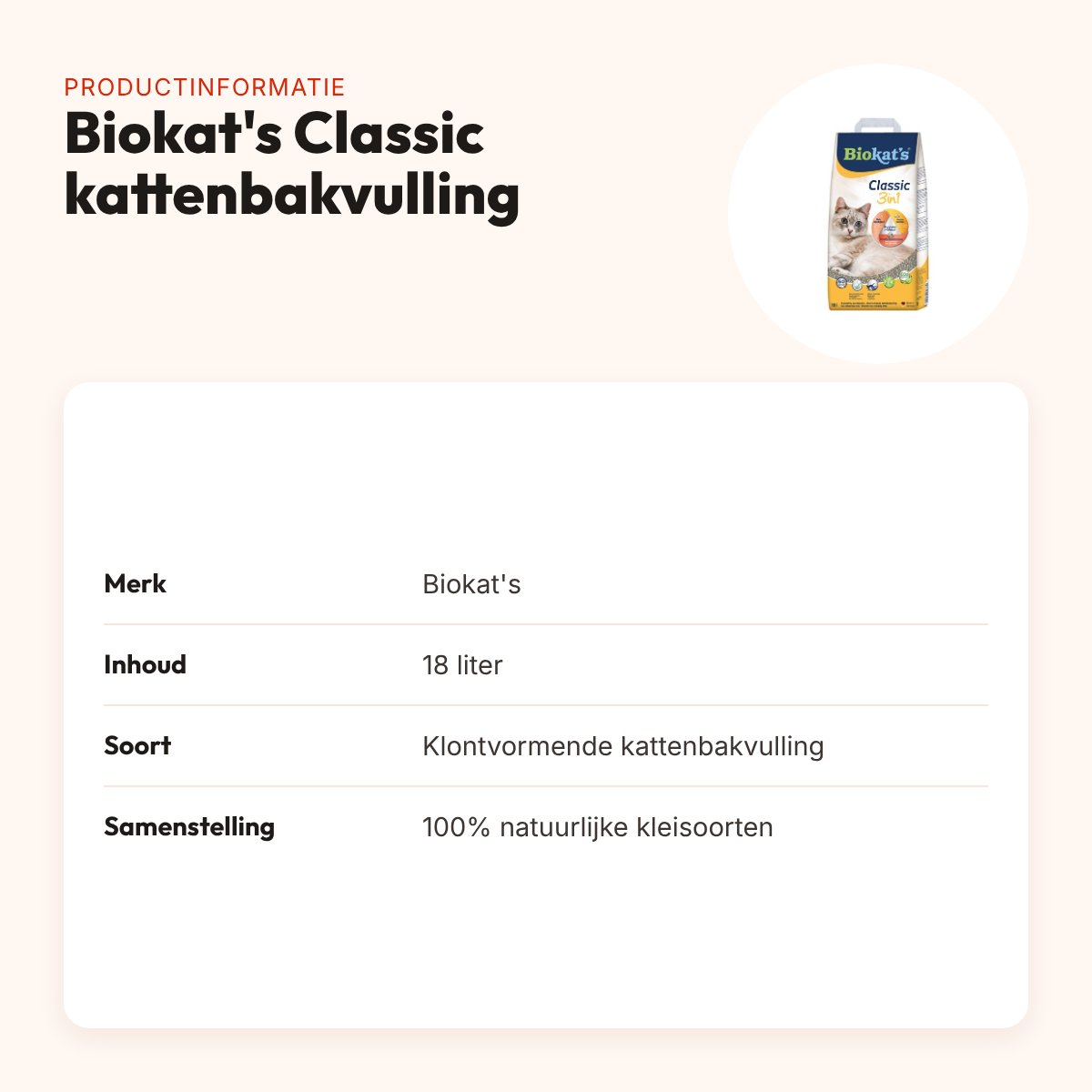 Biokat's Classic kattenbakvulling klontvormend 18 liter – productinformatie
