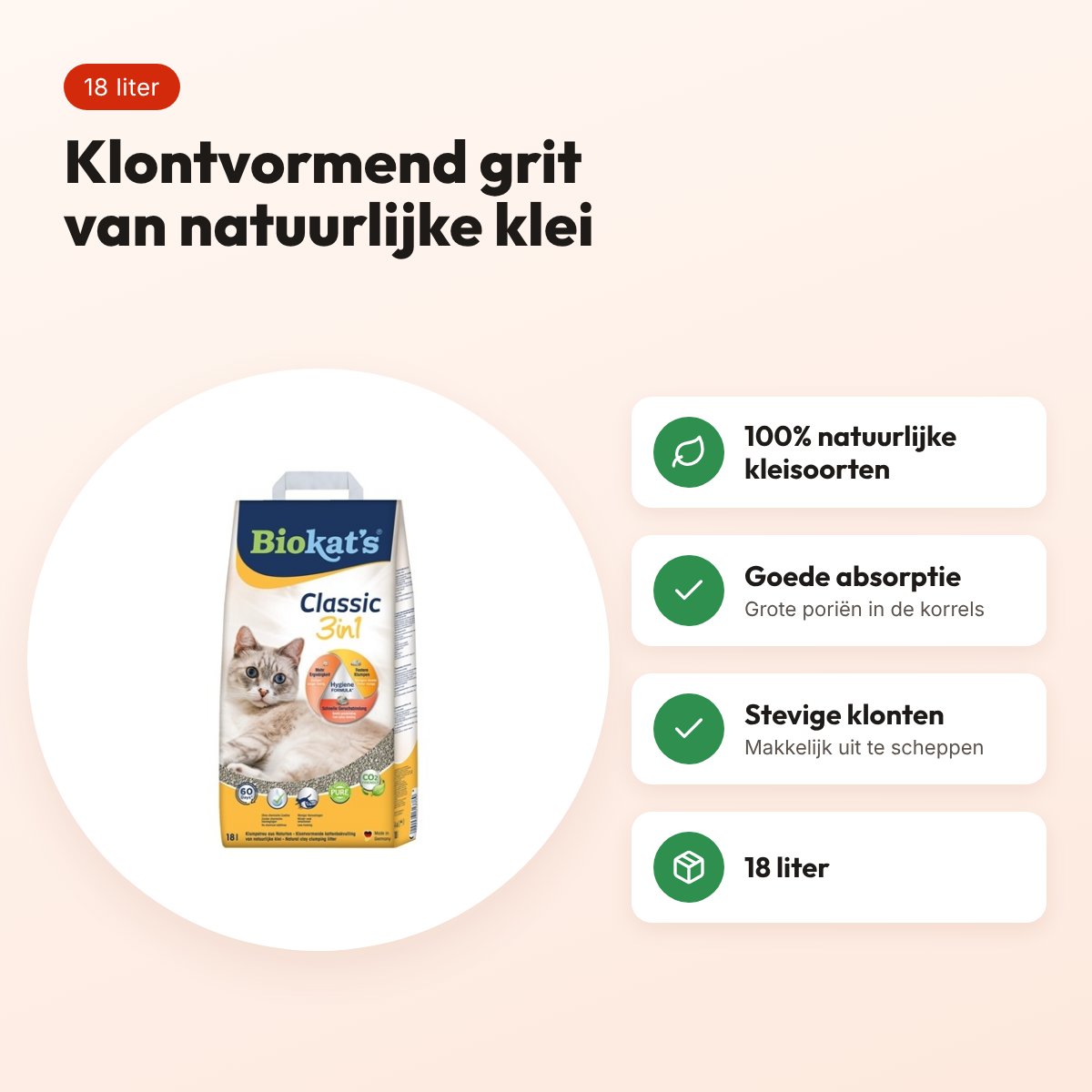Biokat's Classic kattenbakvulling klontvormend 18 liter – voordelen